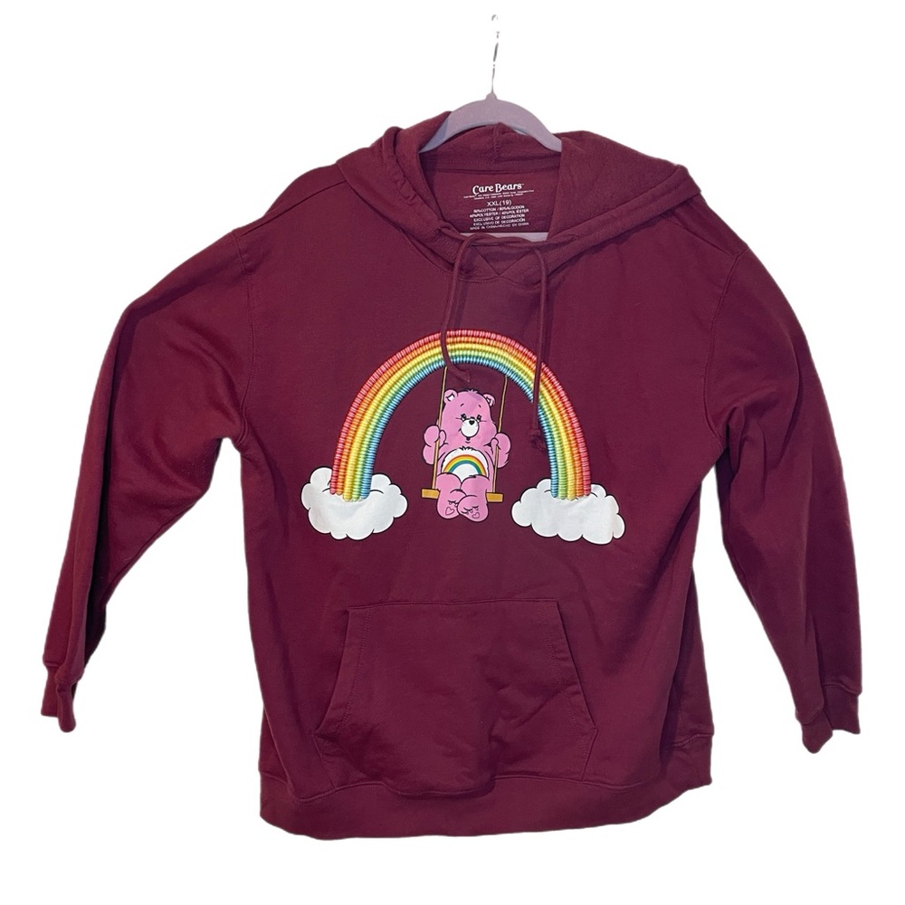 Care Bears hoodie in wine color.  Rainbow has dimension. Size xxl GGG